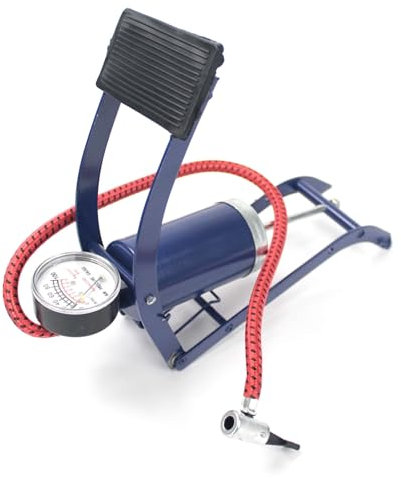 Fußpumpe - Robuste Luftpumpe mit integriertem Manometer, ideal zum Aufpumpen von Reifen und Sport, einfach zu bedienen und zu transportieren