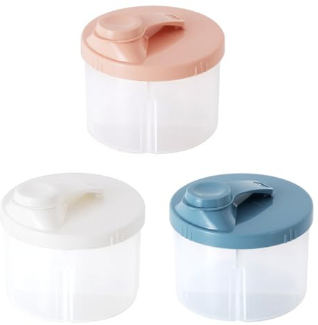 3-Piece Portable Milk Powder Dispenser, Milk Powder Dispenser, Formula Powder Jar, Baby Milk Powder Dispenser, Travel Milk Powder Box (Pink, Beige, Dark Blue).