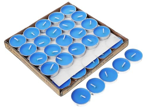 Yardenfun Candele Nuziali Mini Tealight Rotonde Blu Per Decorazioni Matrimonio e Ricevimento, Fiamma Senza Fumo Per Atmosfera Romantica, Set Da 50 Pezzi Per Cerimonie e Casa
