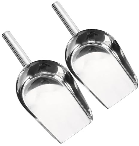 Sewroro Paletta in Acciaio Inox per Ghiaccio e Cereali 2 Pezzi Paletta per Alimenti e Farina Utensile Compatto per Cucina Domestica Bar e Ristoranti