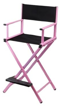 OPIGJUFD Vikbar regissörsstol för makeupartist regissörsstol med hög aluminiumram, hopfällbar utomhusstol, för lätt och bärbar makeup(Pink)