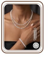 FIOROYAL Argent Collier Femme avec Bracelet et Boucles d'Oreilles 2PCS