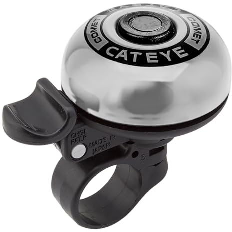 CATEYE PB-200 Comet Bell – Classic and Colorful Aluminum Bike Bell with Bolt-on Design, Fits 22.2 mm or 25.4 mm Handlebars, for Flat Bar Style Bicycles, Loud 92.2 Db Sound