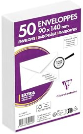 Clairefontaine 3421C - Confezione da 50 Biglietti da visita Bianche 90x140mm - gommati - 120g/m²