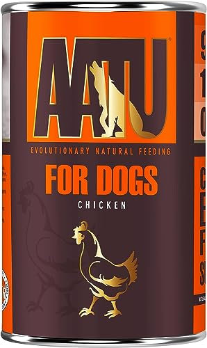 AATU 90/10 Wet Dog Food in a Tin - Chicken (6x400g) - Grain Free Recipe - No Artificial Ingredients - Good for Low Maintenance Feeding. (Packaging may vary).