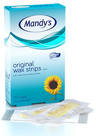 MANDY'S Wax Strips - 10 Double Sided Cold Wax Strips with Crystal Strips for Face – Superior Grip for fine hair