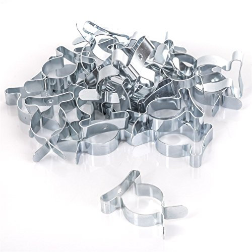 White Hinge Pack Of 25 Silver Tool Clips - 25mm Garage/Shed Storage Grip Tidies