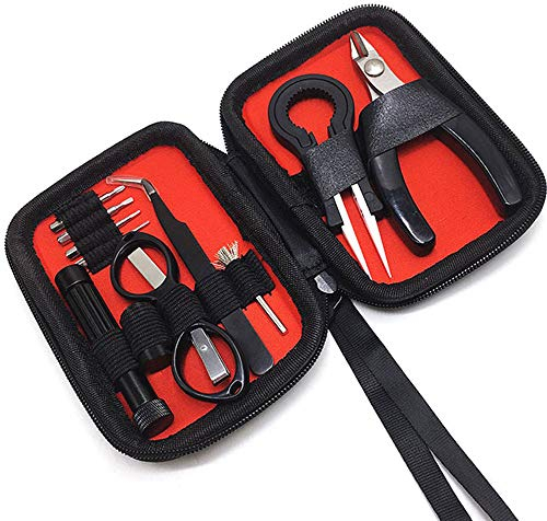 V2 DIY Werkzeug Set-11Stück Edelstahl Spule-Jig-wickelset,Keramik-Pinzette und Gebogenes Pinzetten, Multifunktions-Schraubendreher,Drahtschneider,Spulen-Set für den Spulenbau DIY Lovers Als Geschenk