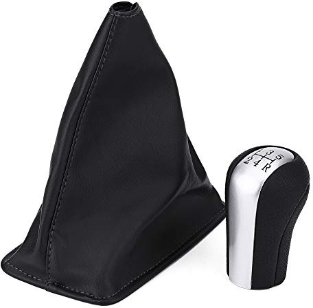Qiilu 5 Speed Gear Shift Knob+Gaiter Cover, Car Shifter Knob Gearstick Gaiter Boot for Toyota 1998-2009.-for for Toyota for 2008 Shifter knob and Boot Cover