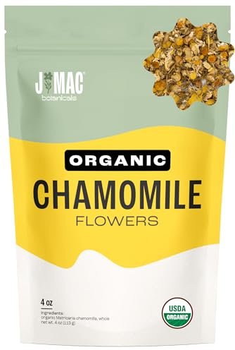 J Mac Botanicals, Organic Chamomile Flowers, Whole Dried Chamomile flower, Loose Leaf tea