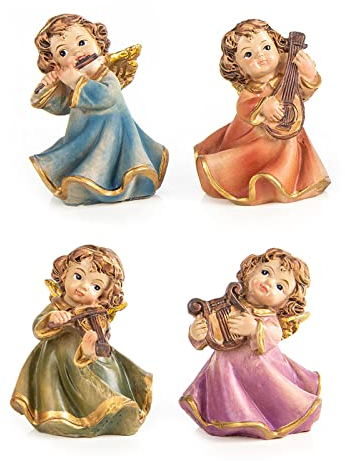 Logbuch-Verlag 4 kleine Engel Weihnachten Figuren Orchester mit Instrumenten - Musikengel Weihnachtsengel kleines Geschenk 5 cm