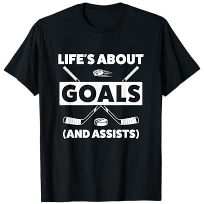 Youth Ice Hockey Design for Boys Life's About Goals T-Shirt