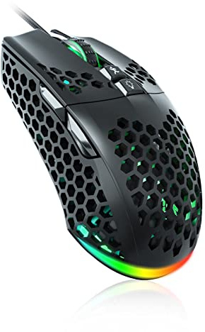 SOLAKAKA SM900 Gaming Mouse Wired with RGB,Honeycomb Shell,12800 DPI Wired Gaming Mouse with Buttons,Computer Mouse for Laptop/PC,Black