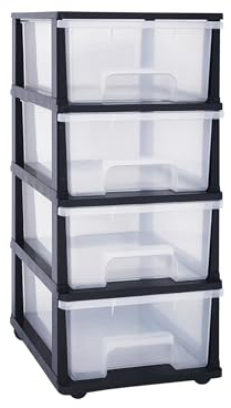 ABBAware Schubladenbox, Schubladen-Container auf Rädern, 4 große 17 Liter Schubladen, der Umwelt zuliebe aus recyclebarem PP Kunststoff, in schönen Farbvarianten, Rollcontainer, Organizer, Stapelboxen