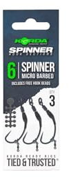 Korda Ready Tied Spinner Hook Sections 6 Micro Barbed | Pre-Tied Carp Fishing Rigs | Spinner, Krank, Kurv Hooks | Easy to Use, High-Performance Carp Fishing Tackle