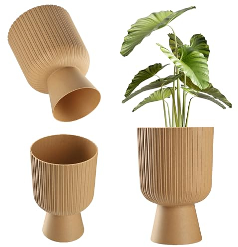 KADAX Pot de Fleurs en Forme de Calice - Plastique en 2 Tailles, 5 Couleurs pour Balcon, Terrasse, Rebord de Fenêtre - Cache-pot (14 cm, Marron)