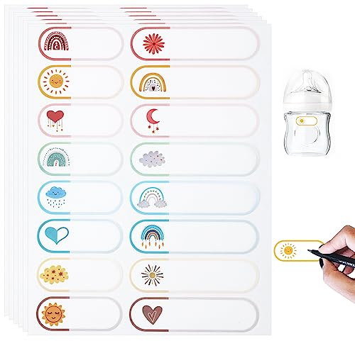 160pcs Baby Bottle Labels for Daycare, Waterproof Name Labels Labels Stickers for Kids Cute Kids Name Label Stickers School Stuff Daycare Supplies for Water Bottle Lunch Box Clothes (2 Sizes)