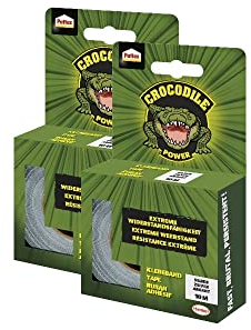 Pattex Crocodile Power Klebeband, starkes Gewebeband mit doppelter Dicke, extreme Widerstandsfähigkeit für schwierigste Reparaturen, Duct Tape für verschiedene Materialien, silber, 2 x 10m