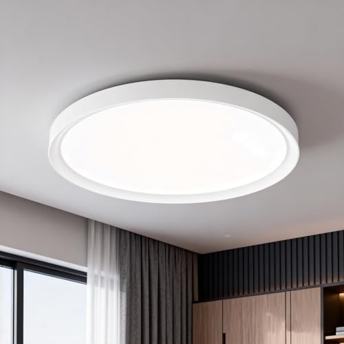 YRHome 72W LED Deckenleuchte Rund Panel Ø450mm Deckenlampe Flach Feuchtraumleuchte Feuchtraumlampe Kellerleuchte Kaltweiß Kaltweiß 5760LM IP44 Wasserfest für Badezimmer Wohnzimmer Schlafzimmer Büro