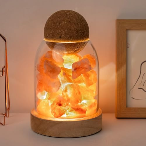 Runyangshi Himalayan Salt Night Lamp 6.3 Natural Healing Crystal Aroma Stone Diffuser Bedside Lamp USB Port 3 Colours Dimming Mode Bedroom Lamp Home Decor