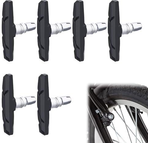 6 Stück Bremsschuhe für V-Brake, Bremsbeläge Fahrrad, Fahrrad Bremsbeläge mit Bolzen, V Brake Fahrrad Bremsbeläge, V Fahrradbremsbeläge, V-Brake Fahrrad bremsklötze für V-Bremsen, Caliper, Cantilever