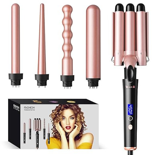 5 in 1 Curling Wand Set with Temperature Display & 0.43-1.25 Barrels