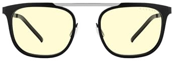 Gunnar Gaming and Computer Eyewear - Pismo, Strata Collection - Frame Colour: Onyx-Silver, Lens Tint: Amber (Blocks 65% Blue Light & 100% UV Light) - Blue Light Blocking Glasses - Patented lens