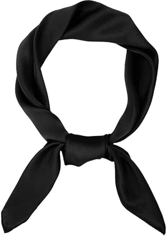 JasGood Damen Seidentuch Seide Leicht Eleganter Seidenschal Damen Bandana Halstuch Kopftuch Schal Vielseitiges Seidenschal für Frauen,Schwarz