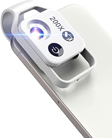 APEXEL 200X Mini-mikroskop für Smartphone-Kamera,Handy mikroskop für Smartphone,Explore Micworld with Smartphone Microscope，weiß