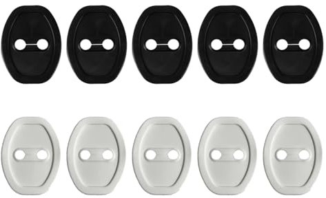Sarini 8 Pcs Car Silicone Door Latch Protective Covers - Decorative and Silent Shock Pads for Door Lock Protection (Black and White)