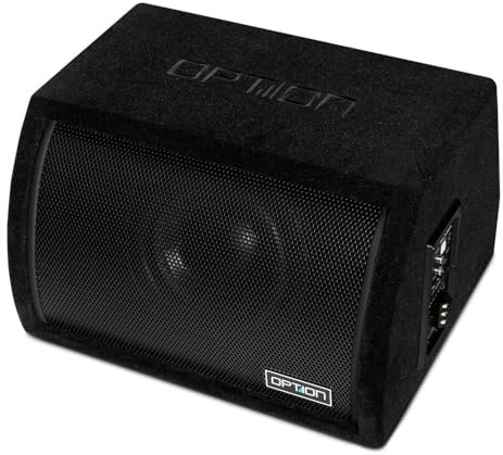 Option PULSE-8BRA Aktiv-Subwoofer im kompakten Bassreflex-Gehäuse mit 350 Watt RMS - Kleiner 20cm Subwoofer mit kraftvollem Bass - inkl. Pegelfernbedienung