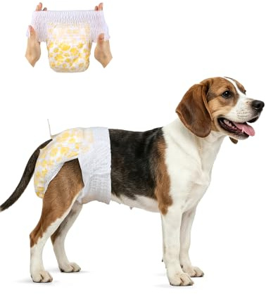 Flying Paws Disposable Dog Nappies Female, Pull-Up L-30(30-50cm) | 360 Stretchy Waistband, For in Heat, Period, Incontinence, Training