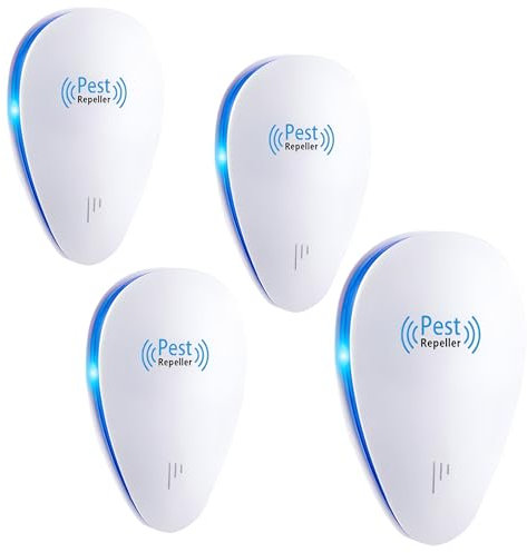 Ultrasonic Pest Repeller, Mouse Repellent Plug In Indoor for Pest Control Drive Away Mouse, Mice,Pest, Spider & Rat, Rodent Control Harmless To Pets & Kid,4 Packs