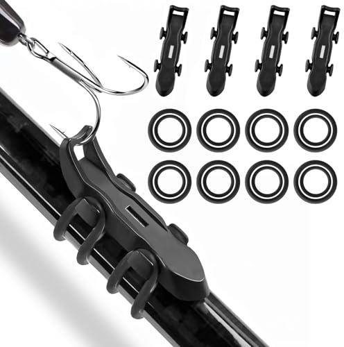 Yamobi 4 pezzi ganci magnetici con anelli di gomma, ganci magnetici automatici, supporto per canne da pesca, protegge la canna