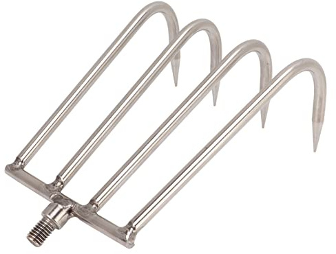 Generic Rastrello a Mano Durevole a 4 Denti in Acciaio Inossidabile per la Pesca, Rastrello per Erbacce Acquatiche Portatile con Interfaccia Filettata Universale da 8 Mm (S (61x40 cm/24x15,7 pollici))