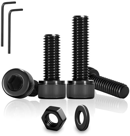 PDKKFF 80 Piezas M3x8mm Tornillos Cilíndricos con Hexágono Interior, Negro M3 Tornillos de Cabeza Hueca Hexagonal y Tuercas y Arandelas Kit de Acero al Carbono para Máquinas, Rosca Completa