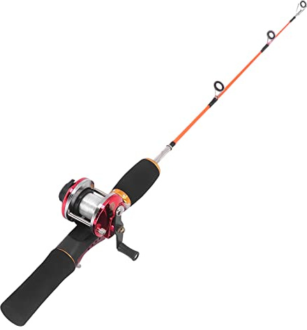 Phefop Eisangel-Rollen-Kombination, Kohlefaser-Eisangel-Set 56 cm mit Vorgespulter Rolle, Widerhaken und Löffel-Aufbewahrungsbox für Winter-Angelbegeisterte