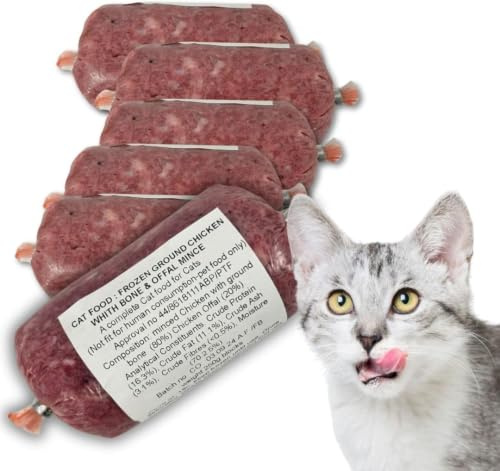 Truepaws Raw Cat Food – Frozen Raw Chicken Mince for Cats, Natural BARF Diet, 16 x 250g Chubs, 4kg Box (Grain-Free, Single Protein, DEFRA-Approved UK)