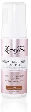 Loving Tan Mousse bronzante de luxe, foncée, sans traces, aspect naturel, bronzage sans soleil de force professionnelle – Jusqu'à 5 applications autobronzantes par flacon, sans cruauté envers les