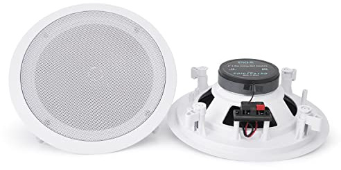 Pyle Pair Flush 8” Mount In-wall In-ceiling 2-Way Home Speaker System Spring Loaded Quick Connections Dual Polypropylene Cone Polymer Tweeter Stereo Sound 250 Watts (PDIC1681RD)
