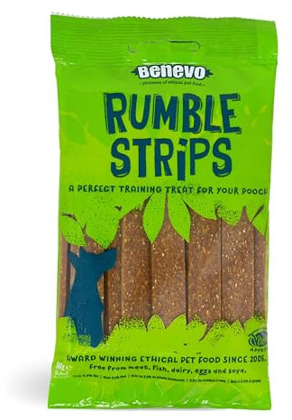 Benevo Vegan Dog Chews (20 Pack, 180g) Easy To Rip & Share, Cold Pressed Jerky Style Training Treats, Free From Meat, Dairy & Soy, Vegetarian, Hypoallergenic, Non-GM, Resealable Pack For Freshness