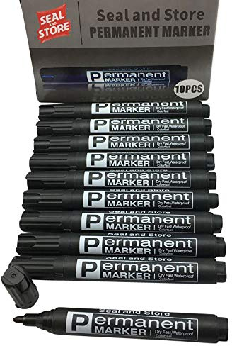 Seal and Store 30 Black Permanent Markers, Bullet Tip, Bold, Black, 1.0-1.9mm, Modern, Long Lasting