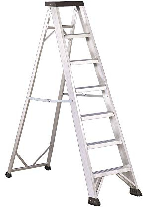 Svelt Scala Professionale 6 gradini in Alluminio Estruso – 1 Tronco con Pianetto Portattrezzi, Gradini Antisdrucciolo 8 cm, Altezza 169 cm, Leggera e Sicura – Certificata EN131/D.Lgs.81/08
