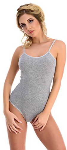 Magi Body para mujer | Body para mujer con tirantes finos, braguita brasileña, tallas S, M, L, XL y XXL, ajuste óptimo | Body para mujer gris M