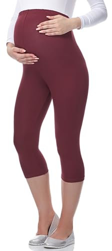 Be Mammy 3/4 Leggings för Mammor för Dam 03(Rödvin, 4XL)