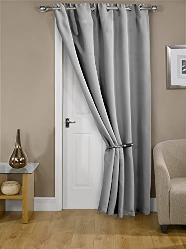 Emma Barclay – Ring Top Blackout Door Curtain for Bedroom Living Room Thermal Insulated Woven Eyelet Blackout Single Curtain Cali Collection (46” x 84” Inch)(Gray)