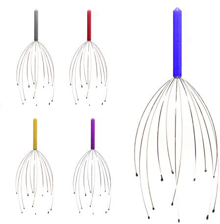 I-TOTAL® - 2 PIEZAS Masajeador de cabeza/masajeador de cabeza metálico antiestrés, araña de masaje con 20 brazos, masaje manual y garra de masaje de relajación (color aleatorio)