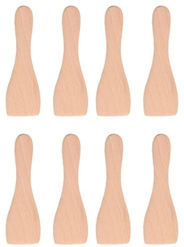 SIOPPKIK Espatula Cocina Madera, Espatula Madera Cocina, Juego de 8 espátulas para raclette de madera de haya resistente al calor, 14 x 4.5 cm, rascador para sartenes de raclette