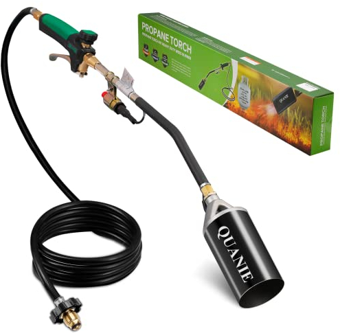 Torcia a propano ad alta potenza con tubo flessibile da 3 m, resistente con controllo della fiamma e pulsante di accensione a pulsante di accensione turbo, lanciafiamme per giardino, legno, ghiaccio