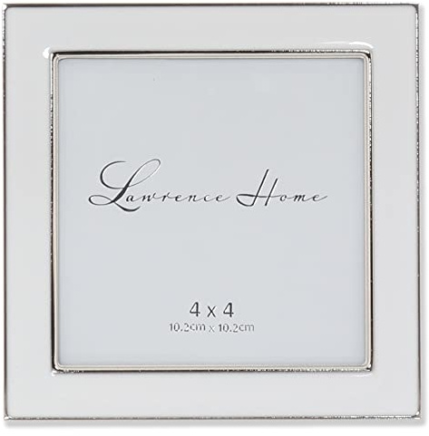 Lawrence Frames Metal and Enamel Picture Frame, White, 4x4